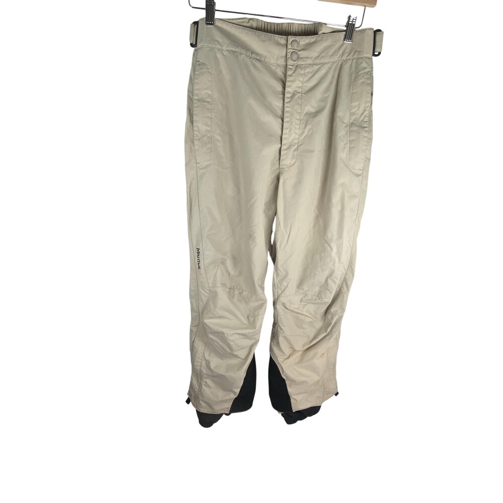 Marmot Snow Pants Womens Large Beige Nylon Lined Ski Snowboard Adjustable Waist
